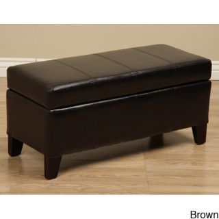 Warehouse Tiffany Ariel Faux Leather Storage Bench (Brown, dark blue, grey, purpleLeg height 2 inchesMeasures 17 inches high x 36 inches wide x 15 inches deep  )