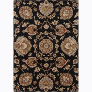 Mandara Hand tufted Floral Black Rectangular Wool Rug (7 X 10) (Brown, gold, grey, beige, rust and greenPattern FloralTip We recommend the use of a  non skid pad to keep the rug in place on smooth surfaces. All rug sizes are approximate. Due to the diff