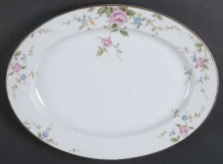 Noritake Firenze 13 Oval Serving Platter, Fine China Dinnerware   Pink Roses, B