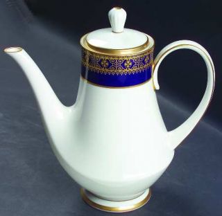 Noritake Aristocrat Coffee Pot & Lid, Fine China Dinnerware   Cobalt & Gold, Ivo
