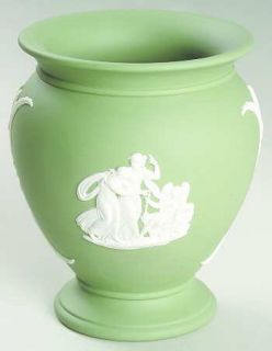 Wedgwood Cream Color On Celadon Jasperware Cameo Posey Pot, Fine China Dinnerwar