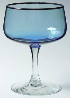 Fostoria Something Blue Champagne/Tall Sherbet   Stem #6103, Blue,   Platinum Tr
