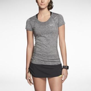 Nike Dri FIT Knit Short Sleeve Womens Running Shirt   Black