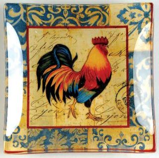Lille Rooster Glassware Canape Plate, Fine China Dinnerware   Geoff Allen,Rooste