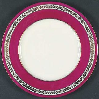 Lenox China K355r Maroon Dinner Plate, Fine China Dinnerware   Maroon Rim, Gold