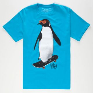 Skate Penguin Boys T Shirt Turquoise In Sizes Large, Medium, X Lar