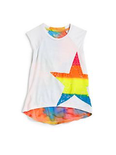 Flowers by Zoe Toddlers & Little Girls Rainbow Star Tee   White