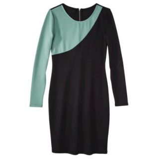 Mossimo Womens Asymmetrical Colorblock Scuba Dress   Black/Green L