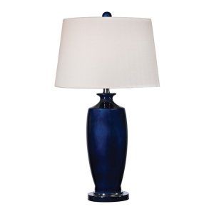 Dimond Lighting DMD D2524 Halisham Navy Blue Ceramic Table Lamp with White Shade