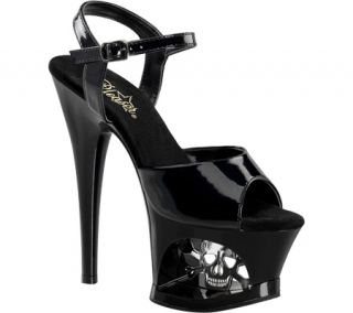 Womens Pleaser Moon 709SK   Black Patent/Black PVC High Heels