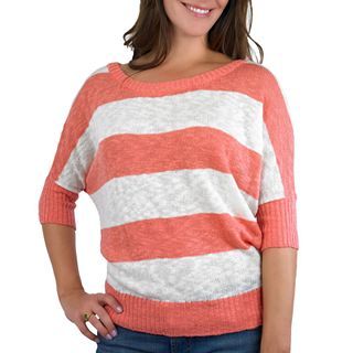 By & By Striped Sweater, Coral, Womens