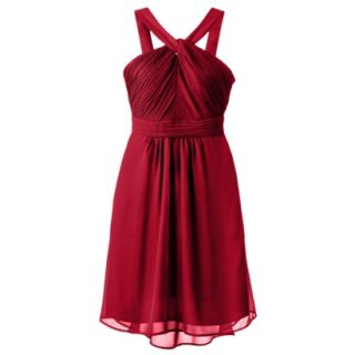 TEVOLIO Womens Halter Neck Chiffon Dress   Stoplight Red   12