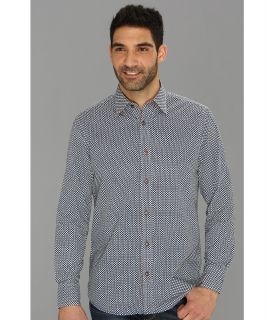 Report Collection L/S Chambray Shirt with Micro Print Mens Long Sleeve Button Up (White)
