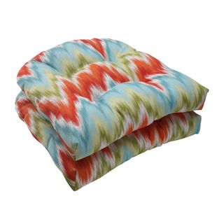 Pillow Perfect Opal Outdoor Flamestitch Wicker Seat Cushion (set Of 2) (Turquoise/Green/Orange/Red Closure Sewn Seam ClosureUV Protection Yes Weather Resistant Yes Care instructions Spot Clean or Hand Wash Fabric with Mild DetergentDimensions 19 inch