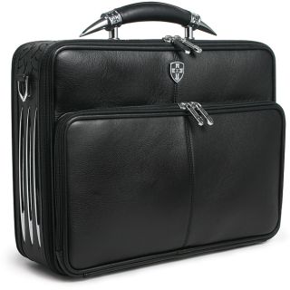 Zeyner Leather Bullhorn Top Zip 17 inch Laptop Briefcase (BlackDouble rivet reinforced hanger for removable shoulder strapsFully lined interior compartmentsWill accommodate most laptops up to 17 inchesTriple chrome hardwareErgonomic shoulder strapDimensio
