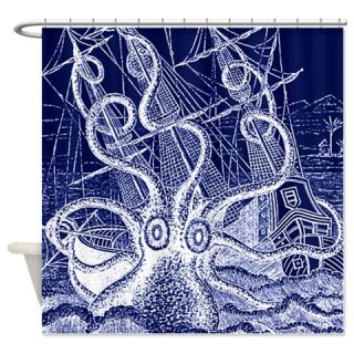  Navy Blue Octopus Attack Shower Curtain  Use code FREECART at Checkout
