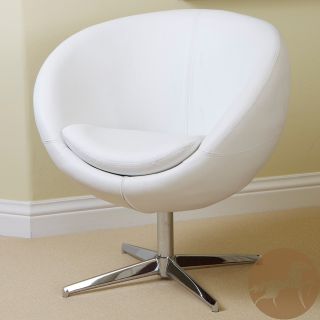 Christopher Knight Home Modern White Leather Roundback Chair