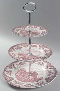Johnson Brothers Old Britain Castles Pink(No Crown Stamp) 3 Tiered Serving Tray