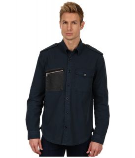 McQ Patch Pocket Military Shirt Mens Long Sleeve Button Up (Gray)