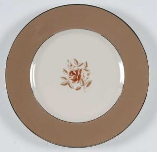 Flintridge Cocoa Rose (Rim) Salad Plate, Fine China Dinnerware   Brown Band, Bro