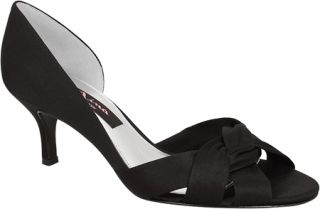 Womens Nina Crista   Black Luster Satin Mid Heel Shoes