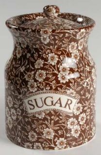 Staffordshire Calico Brown Sugar Canister, Fine China Dinnerware   White Flowers