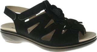 Womens Spring Step Tressie   Black Nubuck Ornamented Shoes