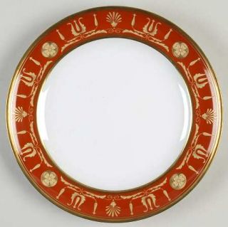 Vista Alegre Empire Red Salad/Dessert Plate, Fine China Dinnerware   Rust & Gold