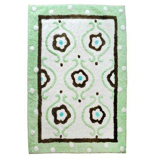 My Baby Sam Forget Me Not Cotton Rug (White/green/brownBoy/Girl/Neutral GirlBrand My Baby Sam, Inc.Model RG164Pile height 110 GMS/SQ.FTMaterials Cotton with spray latex backingDimensions 30 inches wide x 40 inches longTip We recommend the use of a 