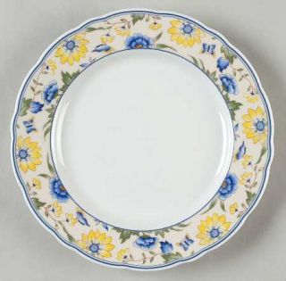 Newcor Charming Butterfly Salad Plate, Fine China Dinnerware   Blue&Yellow Flora