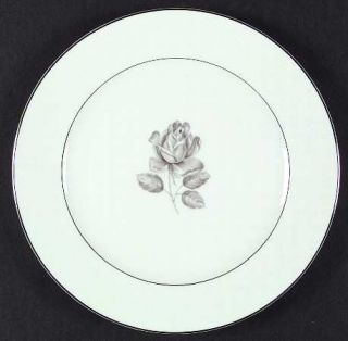 Towne Ebony Rose Dinner Plate, Fine China Dinnerware   Gray Rose In Center