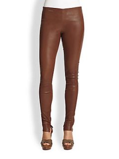Ralph Lauren Blue Label Leland Pull On Leather Leggings   Cacao Brown