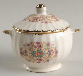 Vanity Fair Melody Sugar Bowl & Lid, Fine China Dinnerware   Large Floral&Scroll