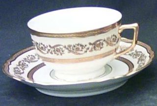 Ceralene Regence (Gold Design) Footed Cup & Saucer Set, Fine China Dinnerware  