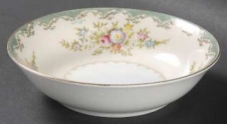 Sone Son9 Fruit/Dessert (Sauce) Bowl, Fine China Dinnerware   Green Border, Flor