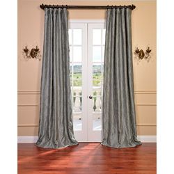 Alexandria Platinum Faux Silk Embroidered 108 inch Curtain Panel
