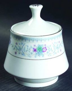 Crown Ming Harmony (Verge) Sugar Bowl & Lid, Fine China Dinnerware   Blue,Pink F