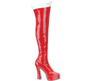 Womens Pleaser Electra 2090   Red/White Stretch Patent Boots
