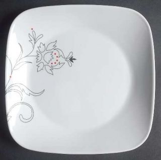 Corning Royal Lines Luncheon Plate, Fine China Dinnerware   Black Outlined Flora