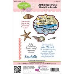Justrite Stampers Cling Stamp Set at The Beach Oval Medallions 10pc