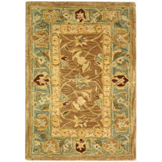 Handmade Legacy Brown/ Blue Wool Rug (2 X 3) (Beige Pattern Oriental Tip We recommend the use of a non skid pad to keep the rug in place on smooth surfaces.All rug sizes are approximate. Due to the difference of monitor colors, some rug colors may vary 