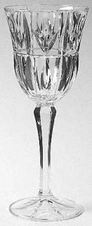 Block Crystal Tulip Garden Wine Glass   Cut Vertical, Horizontal & Floral Design