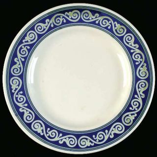 Pier 1 Vitra Scroll Salad Plate, Fine China Dinnerware   Green Scrolls On Blue B