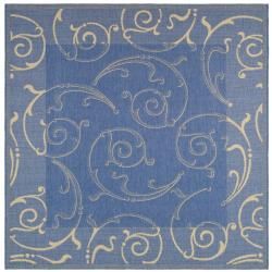 Indoor/ Outdoor Oasis Blue/ Natural Rug (6 7 Square)