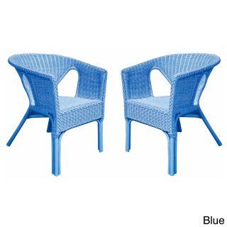 Rattan Living Outdoor Colorful Rattan Chairs (set Of 2)