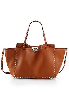 Valentino Grained Classic Tote   Cognac