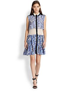 Ostwald Helgason Silk Tiered Shirtdress   White