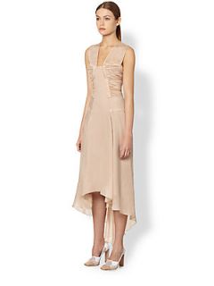Reed Krakoff Ruched Chiffon Cascade Dress   Bisque