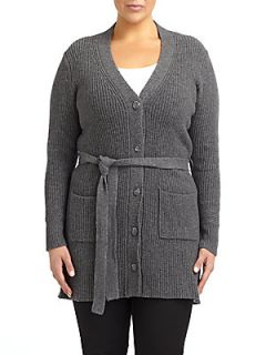 Wool Knit Cardigan Sweater   Medium Grey