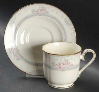Noritake Magnificence Footed Cup & Saucer Set, Fine China Dinnerware   Pink,Lave